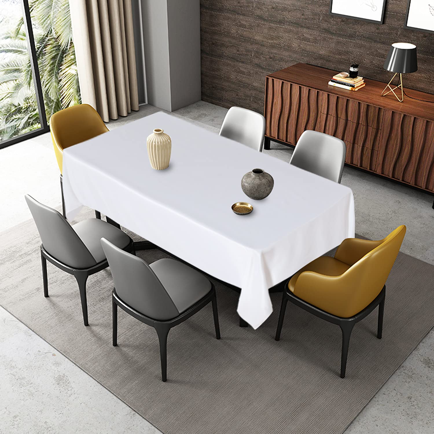 Fitable Rectangle 4 Feet Tablecloth 60X84 Inch Tablecloth Stain And Wrinkle Resistant Washable Polyester Table Cloth, Decorative